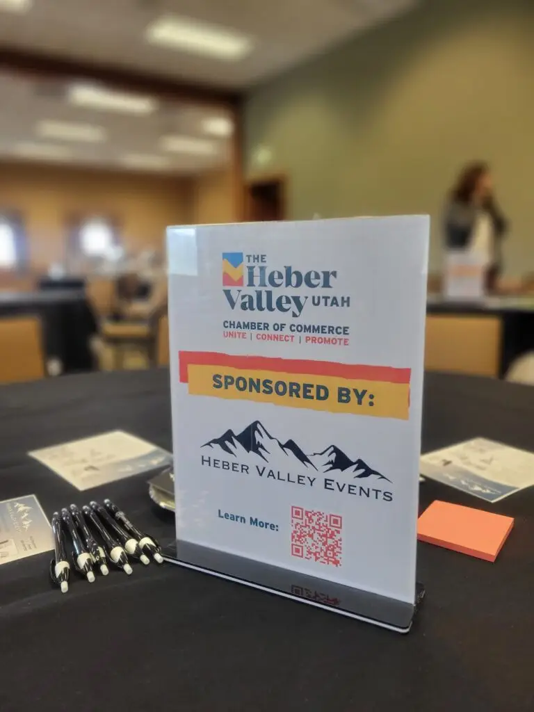 Heber Valley Chamber luncheon sponsor with Heber Valley Events logo